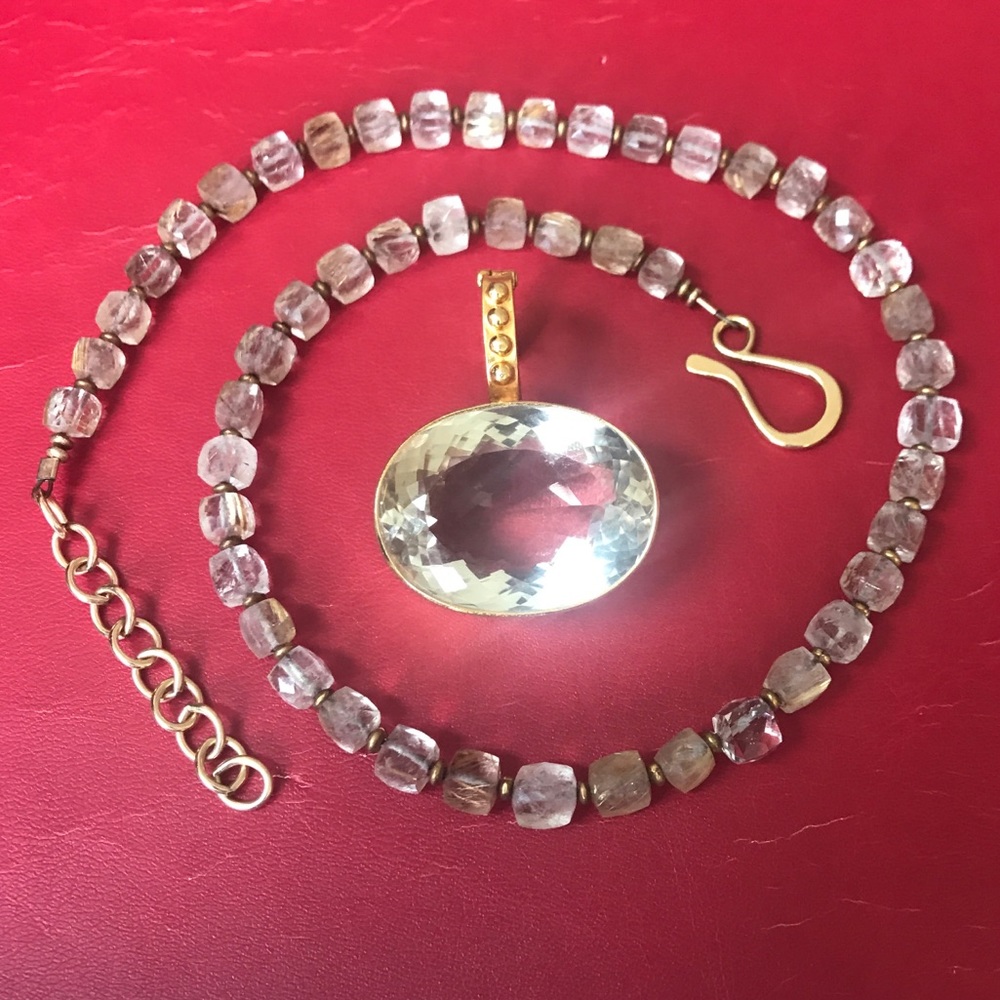 Large Champagne Citrine pendant necklace